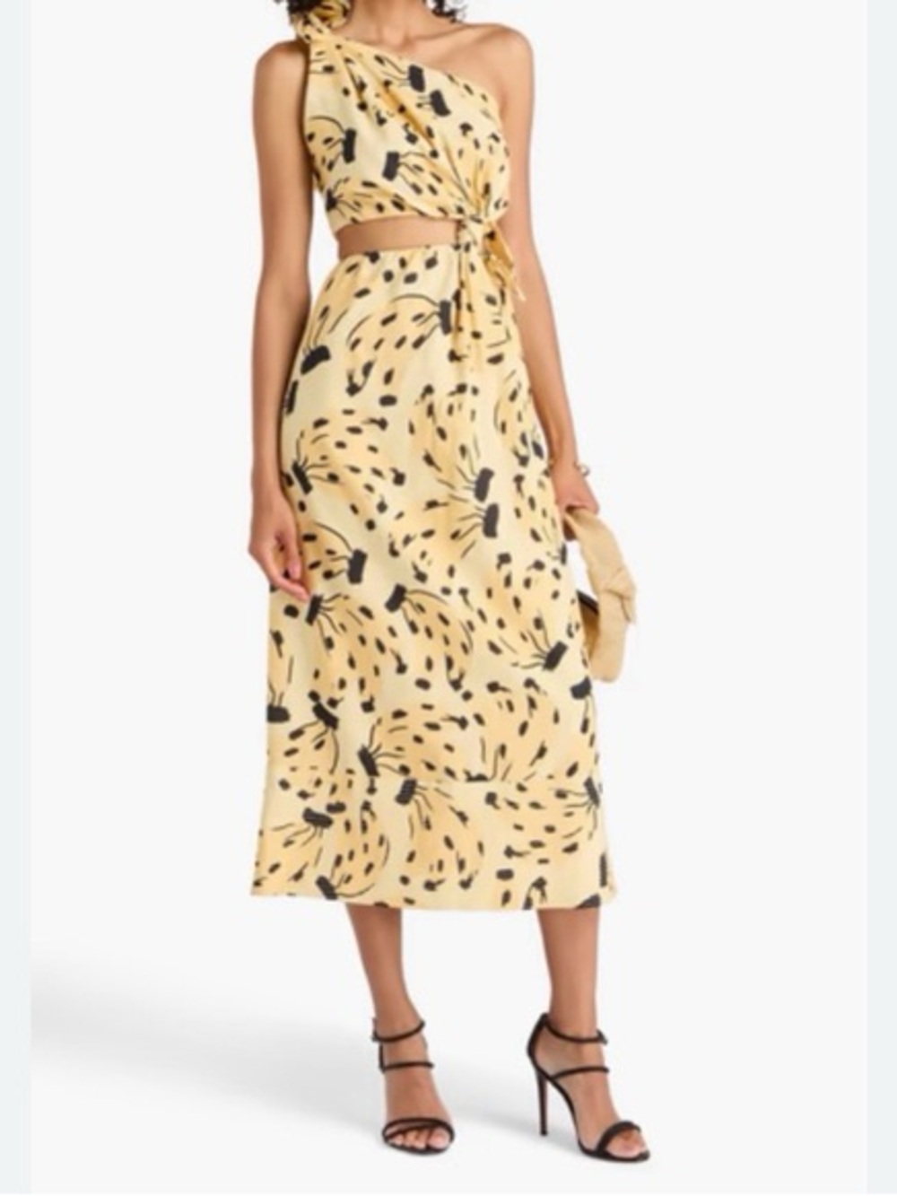 Farm Rio Yellow Bossa Banana Knot Midi Dress